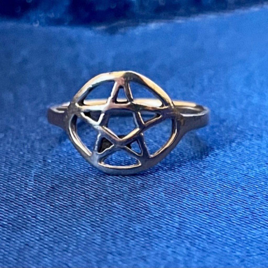 Sterling Silver 925 Pentagram Ring Witch Wicca Star Goddess Protection 5 7 8 Szs